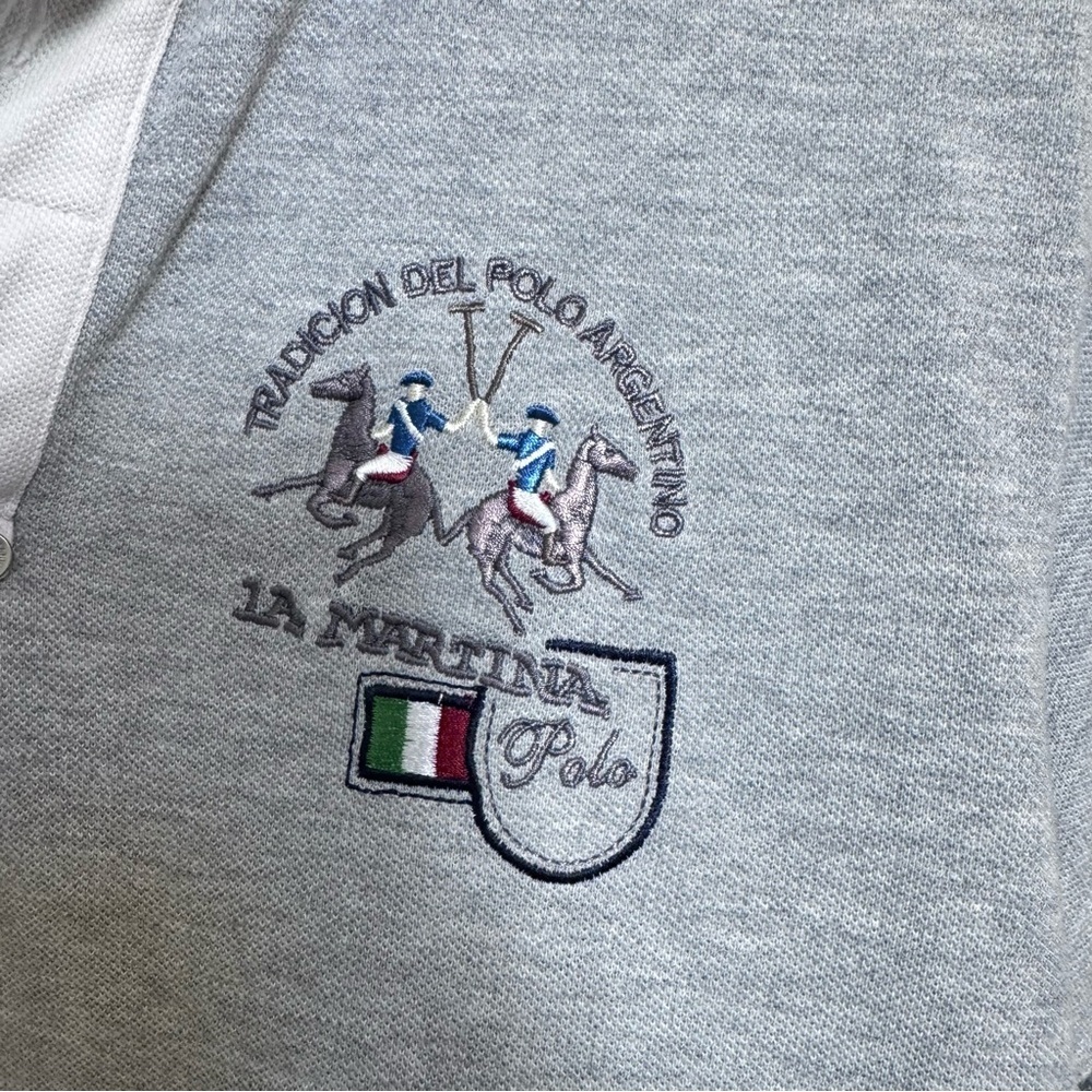Vintage La Martina Italia Buenos Aires Grey Slim Fit Polo Shirt - Picture 5 of 15